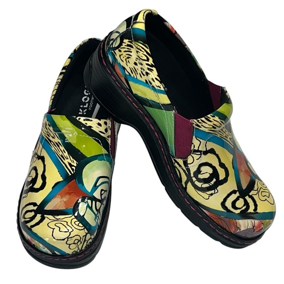 Klogs Women’s Size 7.5 Nursing Clogs Colorful Abstract SlipOn Comfort Work Shoes - Picture 1 of 8